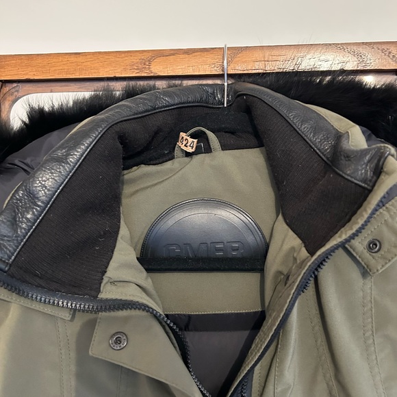 CMFR green winter parka with down filling and leather trim - Picture 7 of 15